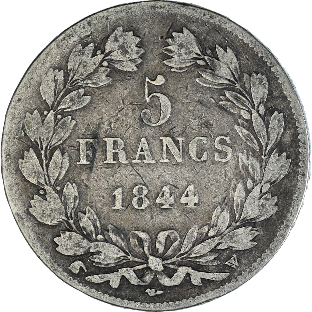 France, Louis-Philippe, 5 Francs, 1844, Lille, VF(20-25), Silver, KM:749.13