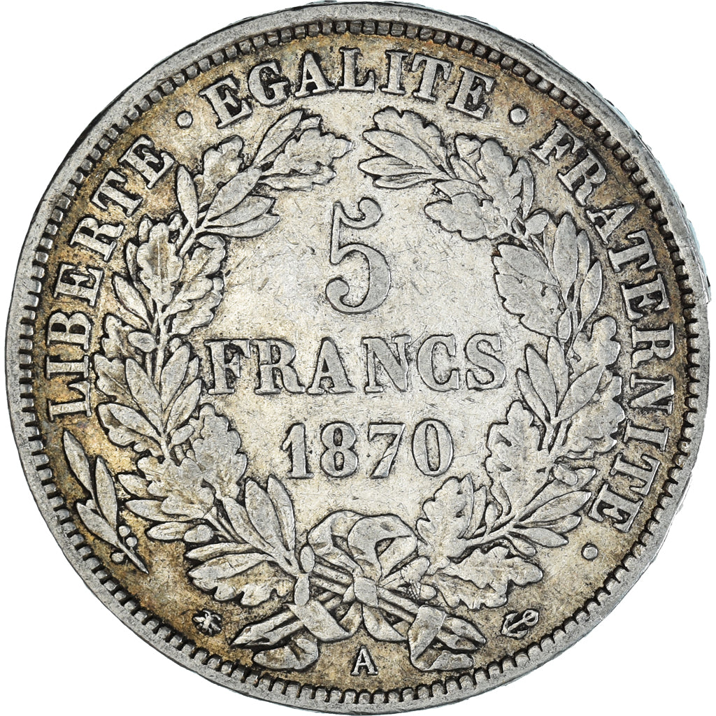 Münze, Frankreich, Cérès, 5 Francs, 1870, Paris, S+, Silber, KM:818.1