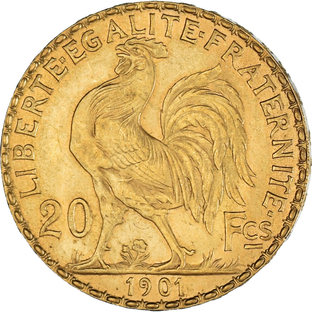 Moneta, Francja, Marianne, 20 Francs, 1901, Paris, AU(50-53), Złoto, KM:847