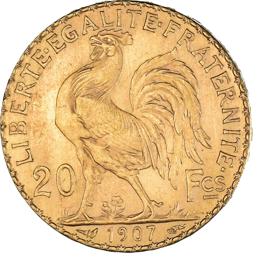 Coin, France, Marianne, 20 Francs, 1907, Paris, AU(55-58), Gold, KM:857