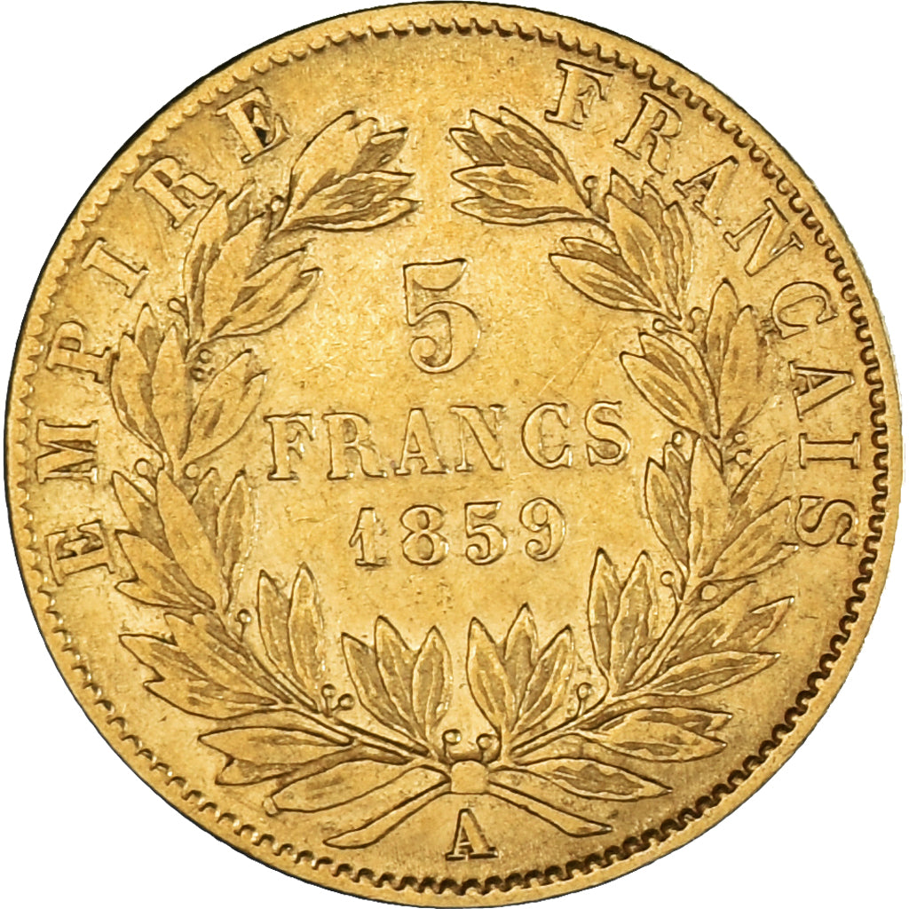 Coin, France, Napoleon III, 5 Francs, 1859, Paris, AU(50-53), Gold, KM:787.1