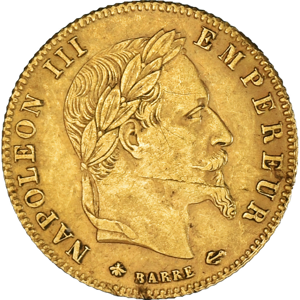 Francia, Napoleon III, 5 Francs, 1868, Paris, BB, Oro, KM:803.1