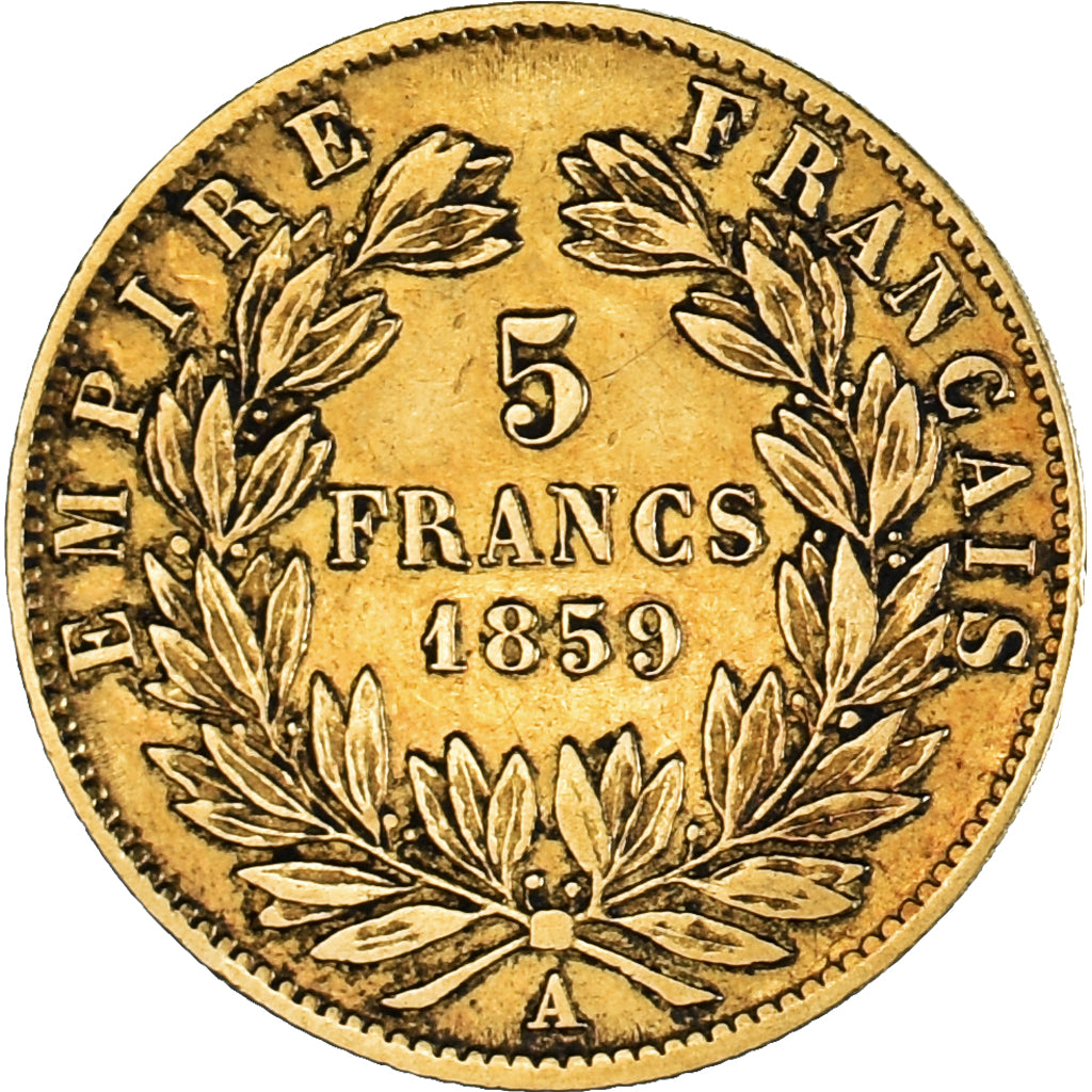 Munten, Frankrijk, Napoleon III, 5 Francs, 1859, Paris, FR+, Goud, KM:787.1