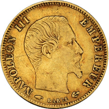 Moneda, Francia, Napoleon III, 5 Francs, 1859, Paris, BC+, Oro, KM:787.1