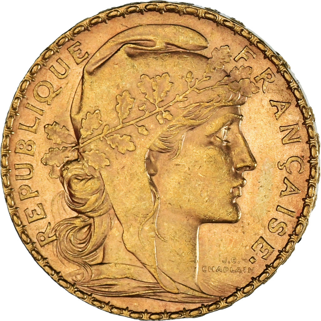 Munten, Frankrijk, Marianne, 20 Francs, 1907, Paris, ZF+, Goud, KM:857
