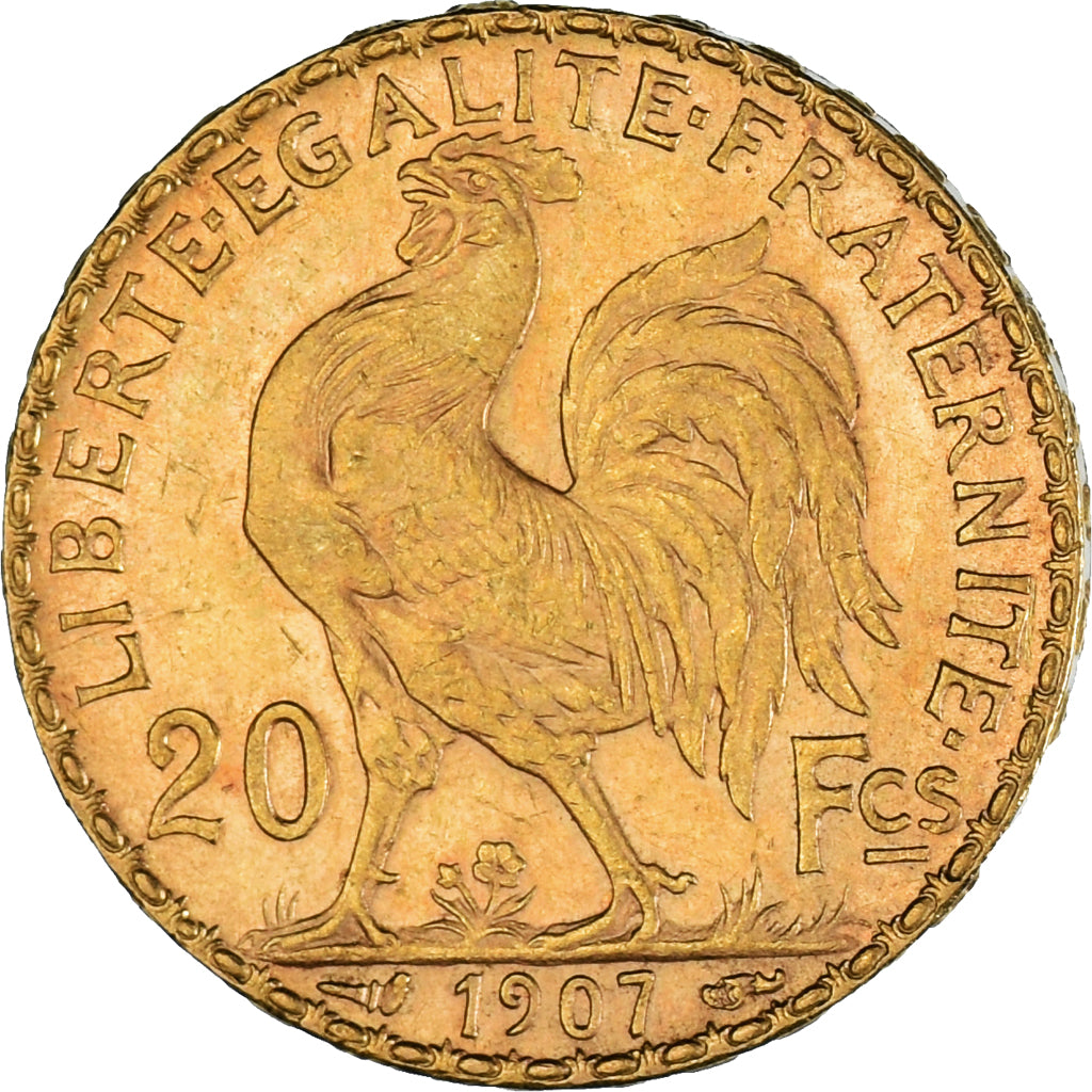 Munten, Frankrijk, Marianne, 20 Francs, 1907, Paris, ZF+, Goud, KM:857