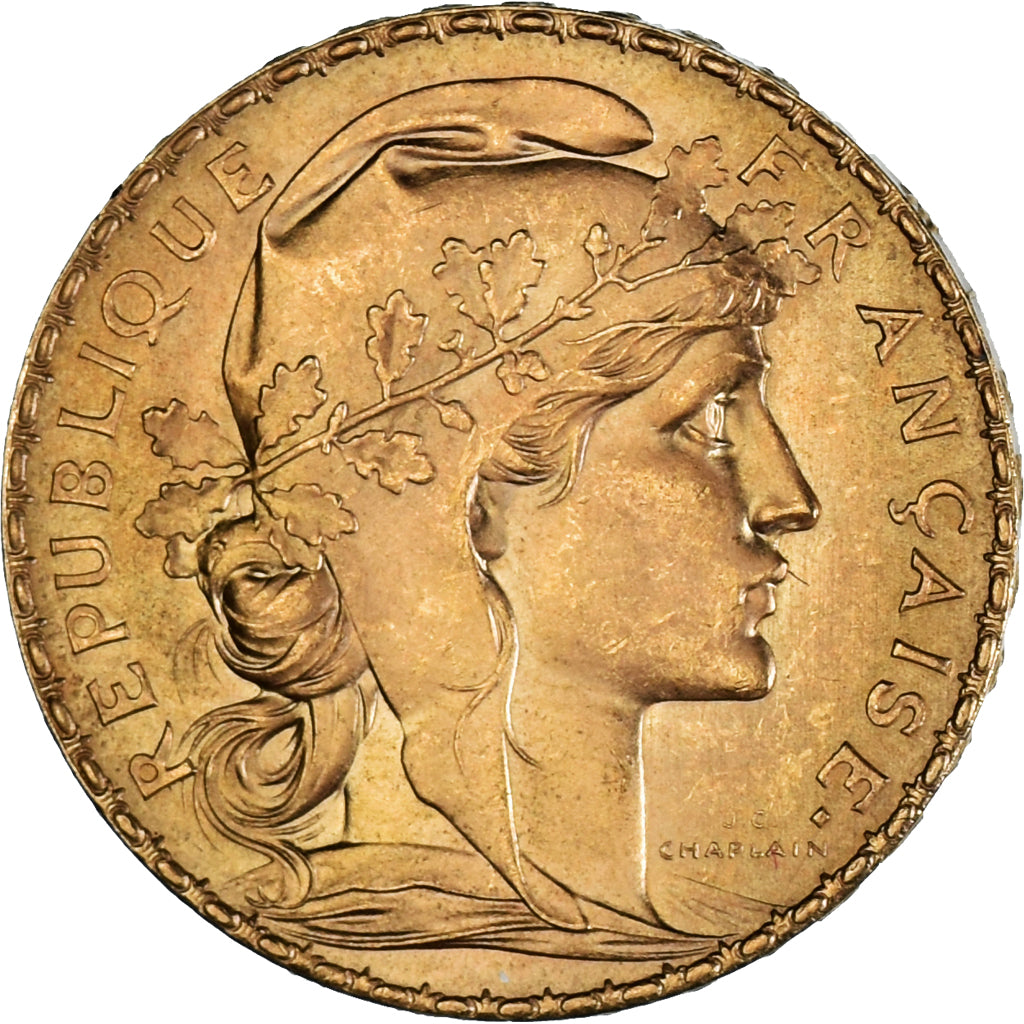 Moneta, Francja, Marianne, 20 Francs, 1914, Paris, AU(55-58), Złoto, KM:857
