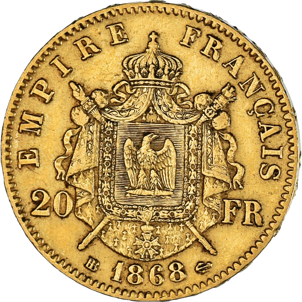 Moneda, Francia, Napoleon III, 20 Francs, 1868, Strasbourg, EBC