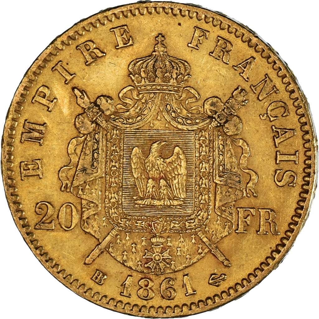 Monnaie, France, Napoleon III, Napoléon III, 20 Francs, 1861, Strasbourg, TTB+
