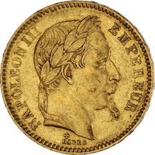 Munten, Frankrijk, Napoléon III, 20 Francs, 1863, Strasbourg, ZF+, Goud