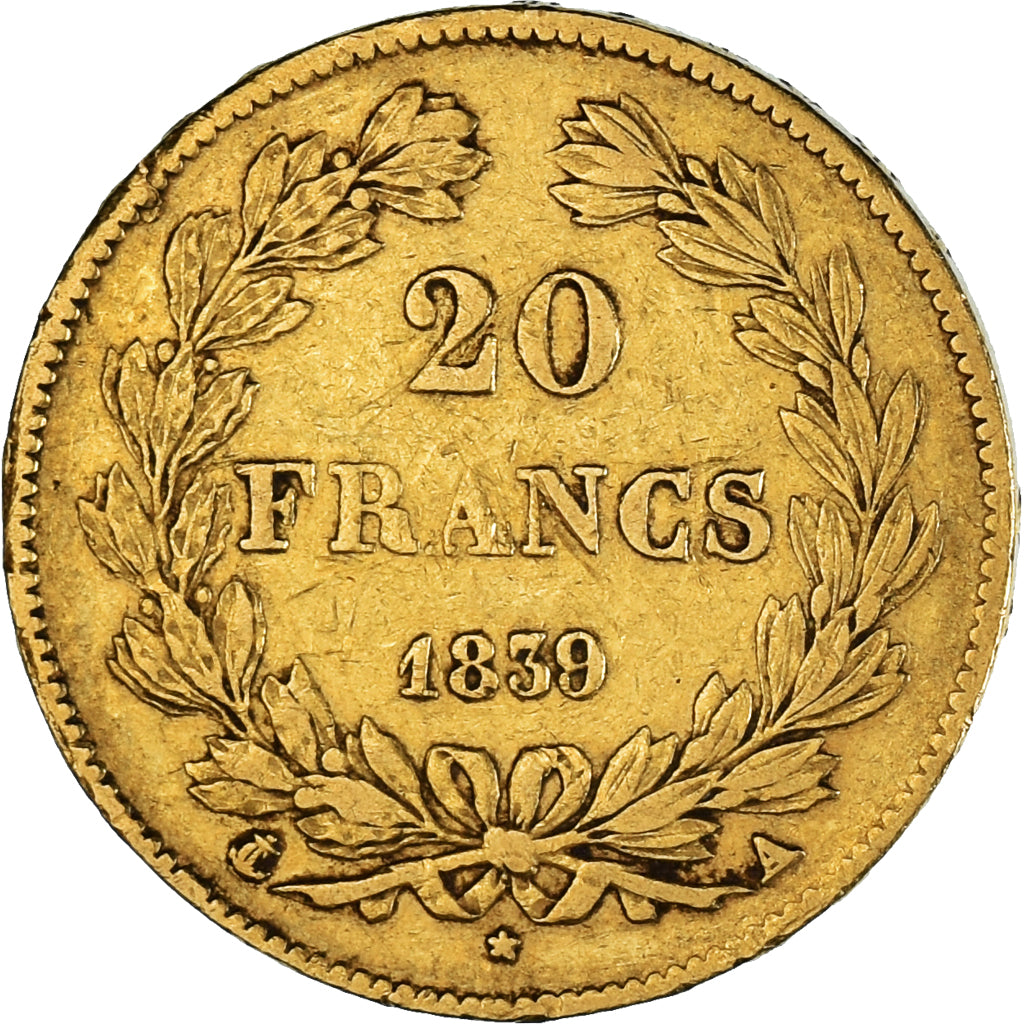 Munten, Frankrijk, Louis-Philippe, 20 Francs, 1839, Paris, ZF, Goud, KM:750.1