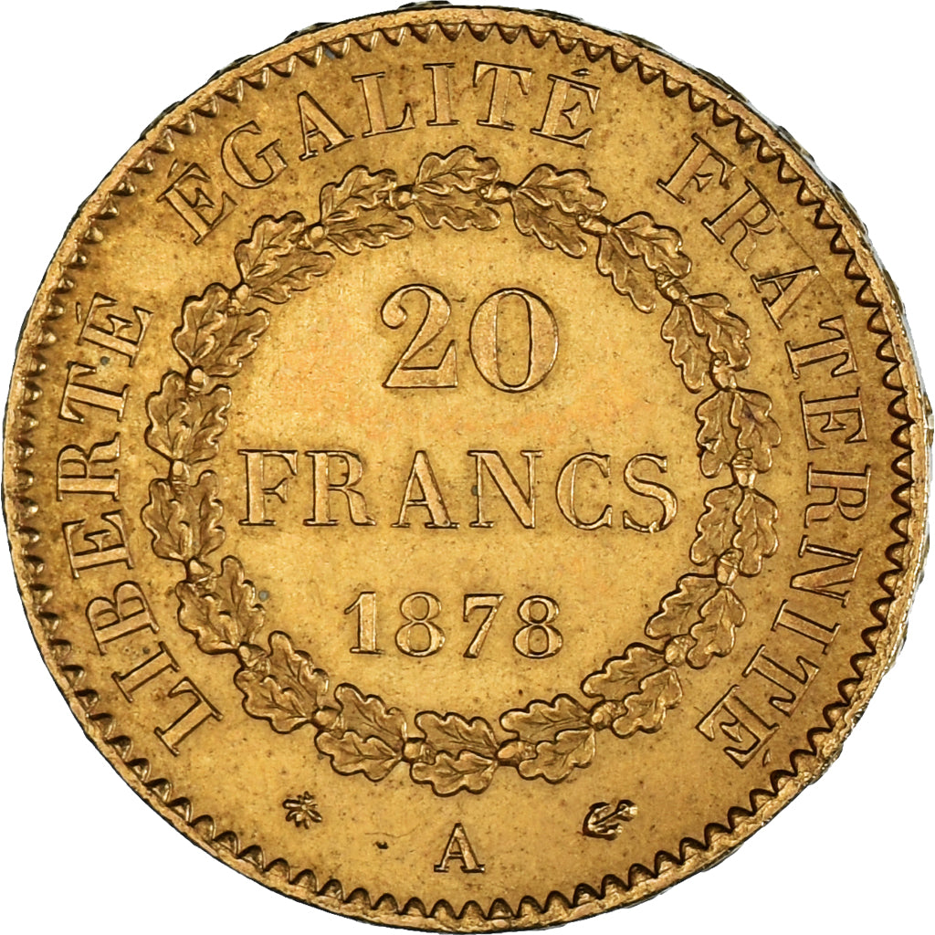 Münze, Frankreich, Génie, 20 Francs, 1878, Paris, SS+, Gold, KM:825