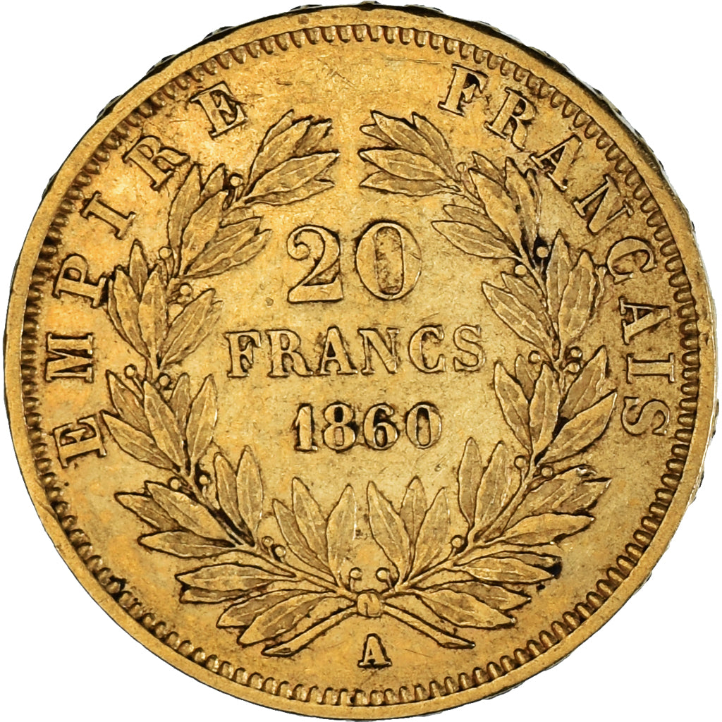 Coin, France, Napoléon III, 20 Francs, 1860/50, Paris, AU(50-53), Gold