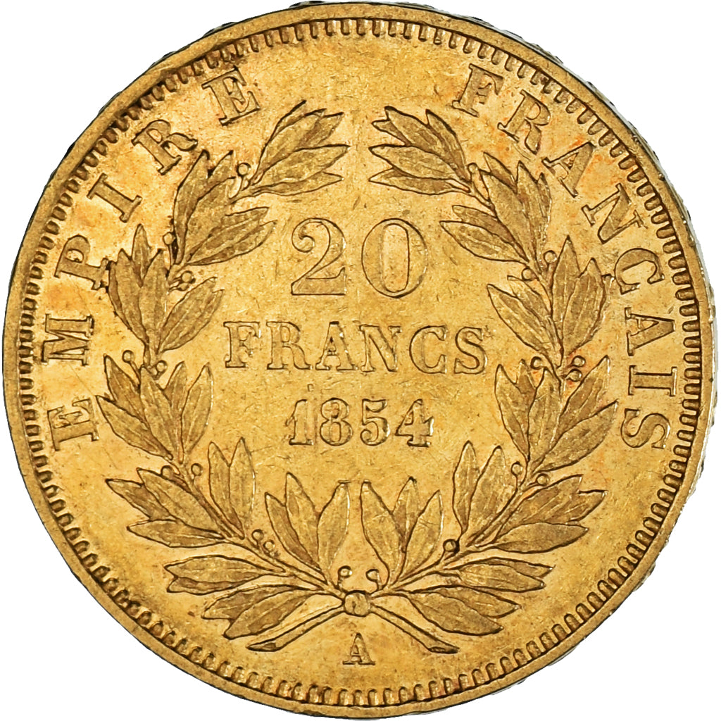Moneda, Francia, Napoleon III, Napoléon III, 20 Francs, 1854, Paris, MBC+, Oro