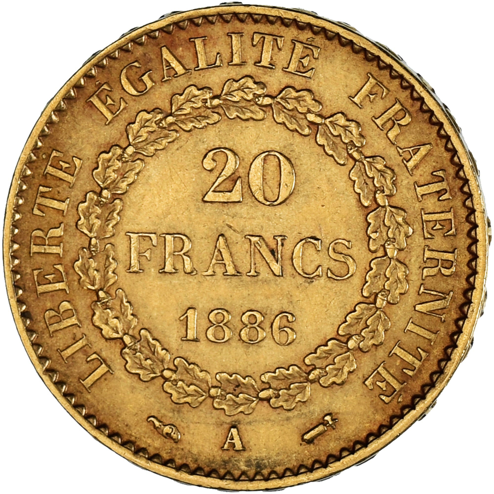 Munten, Frankrijk, Génie, 20 Francs, 1886, Paris, ZF+, Goud, KM:825