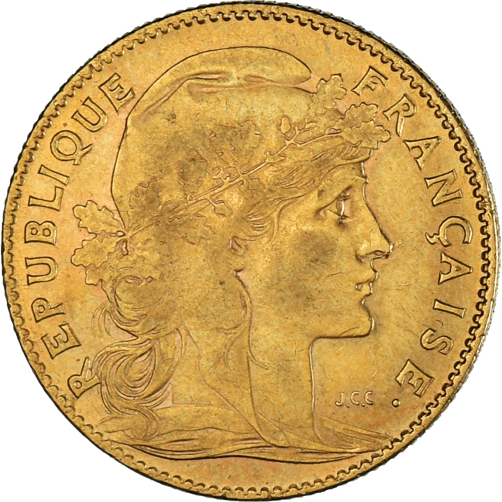 Moneta, Francia, Marianne, 10 Francs, 1907, Paris, SPL-, Oro, KM:846