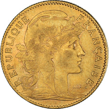 Moneta, Francia, Marianne, 10 Francs, 1907, Paris, SPL-, Oro, KM:846