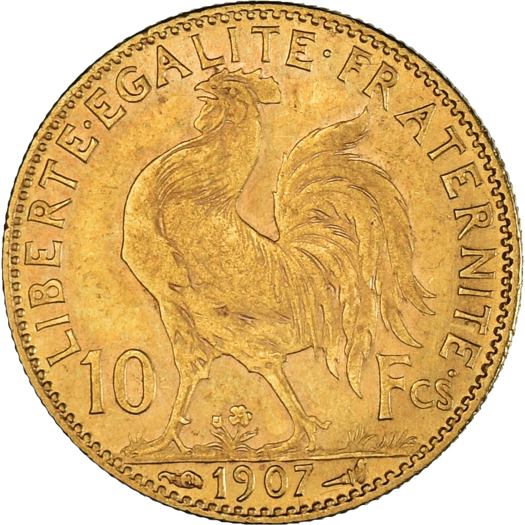 Moneta, Francia, Marianne, 10 Francs, 1907, Paris, SPL-, Oro, KM:846