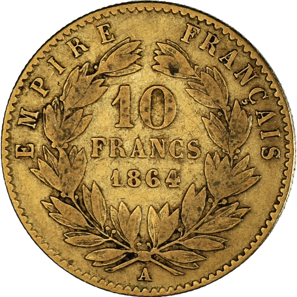 Monnaie, France, Napoleon III, 10 Francs, 1864, Paris, TB+, Or, Gadoury:1015