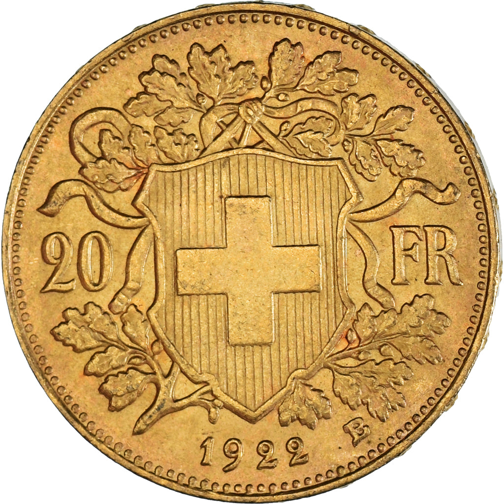 Moneda, Suiza, 20 Francs, 1922, Bern, MBC+, Oro, KM:35.1