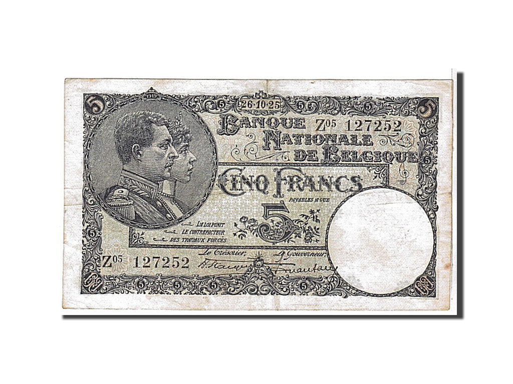 Geldschein, Belgien, 5 Francs, 1925, KM:93, SS