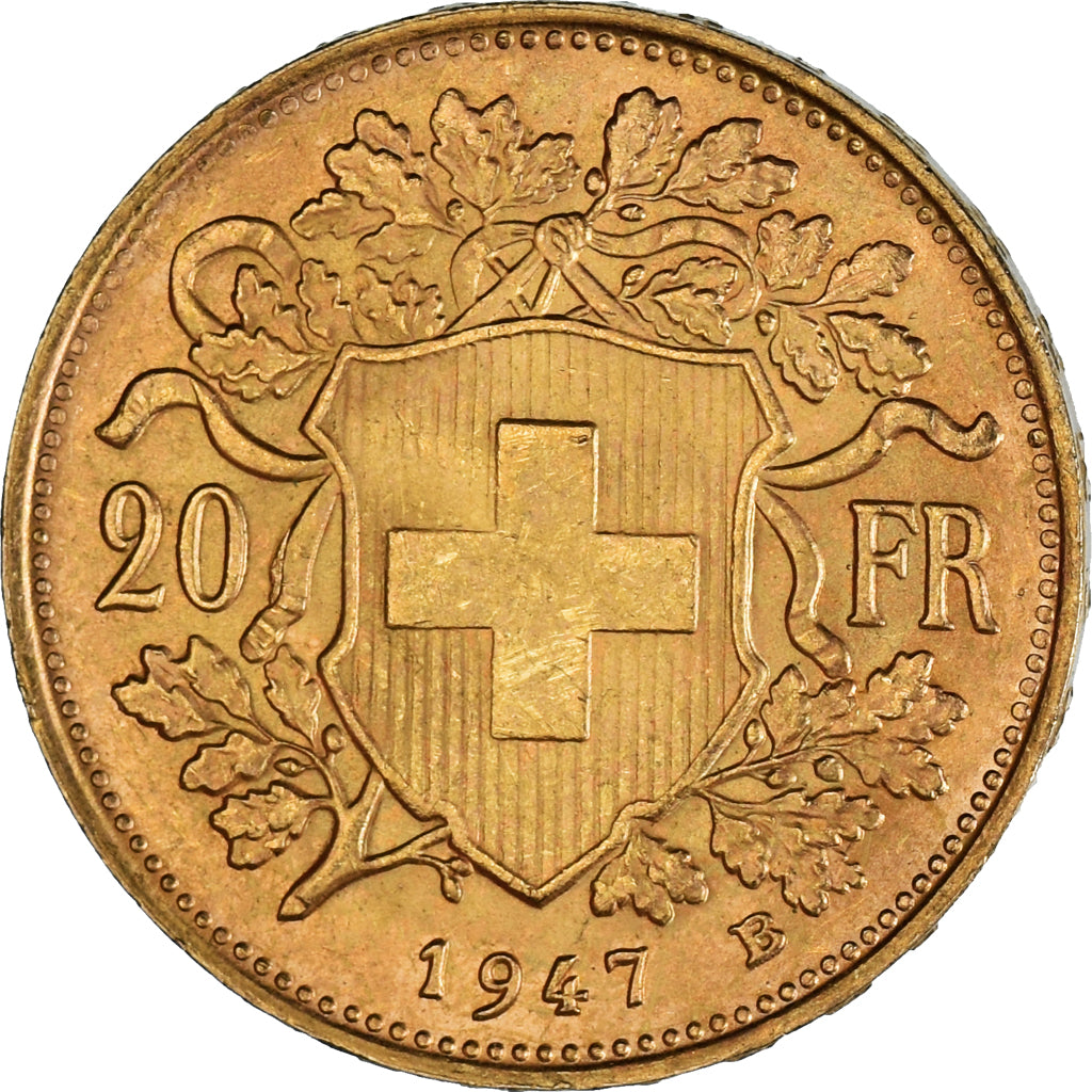 Moneda, Suiza, 20 Francs, 1947, Bern, MBC, Oro, KM:35.2