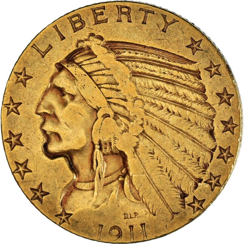 United States, Indian Head, 5 Dollars, 1911, Philadelphia, KM #129, AU(55-58),..