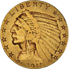 United States, Indian Head, 5 Dollars, 1911, Philadelphia, KM #129, AU(55-58),..