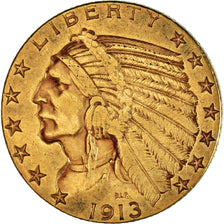 United States, Indian Head, $5, 1913, Philadelphia, EF(40-45), Gold, KM:129