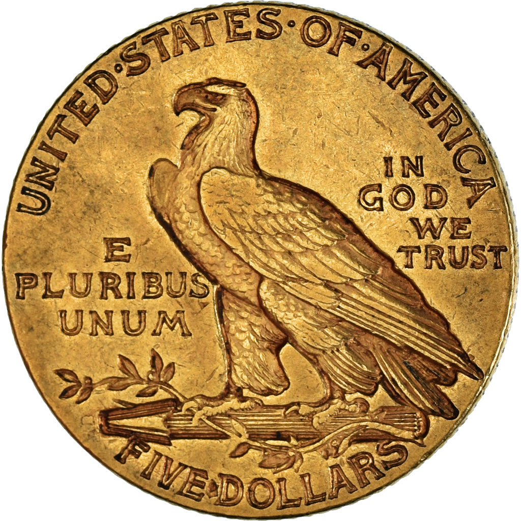 United States, Indian Head, $5, 1913, Philadelphia, EF(40-45), Gold, KM:129