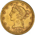 Münze, Vereinigte Staaten, Coronet Head, $5, Half Eagle, 1880, Philadelphia