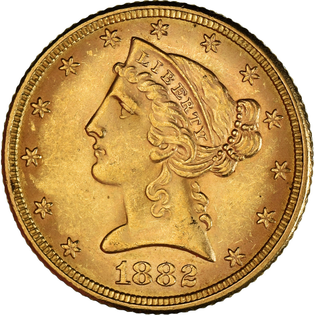Münze, Vereinigte Staaten, Coronet Head, $5, Half Eagle, 1882, U.S. Mint