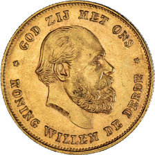 Coin, Netherlands, William III, 10 Gulden, 1875, Utrecht, AU(55-58), Gold