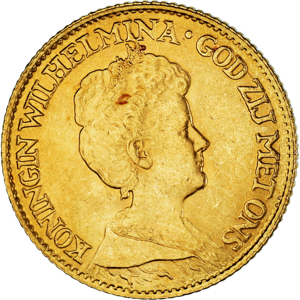 Moneda, Países Bajos, Wilhelmina I, 10 Gulden, 1917, EBC, Oro, KM:149