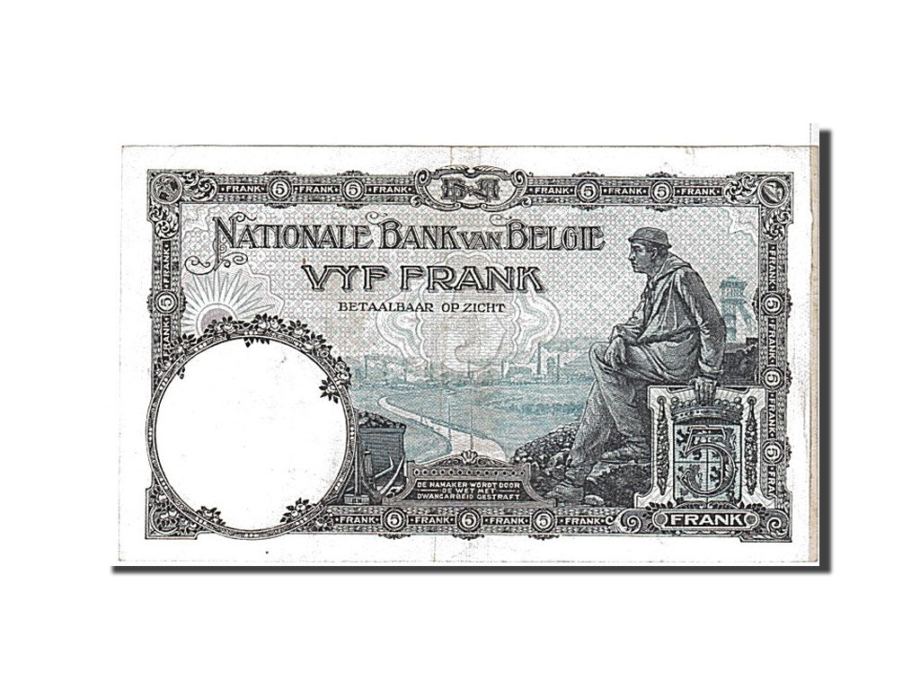 Banknote, Belgium, 5 Francs, 1922, AU(50-53)