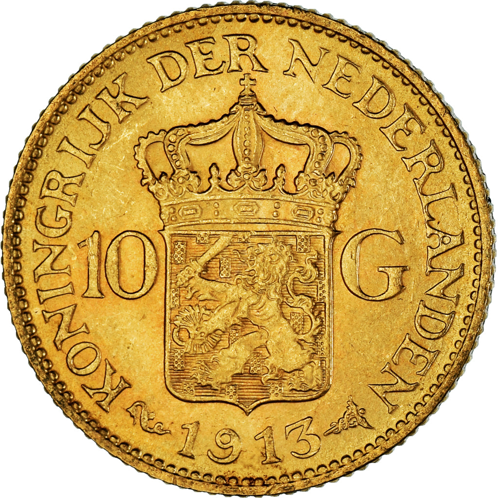 Monnaie, Pays-Bas, Wilhelmina I, 10 Gulden, 1913, TTB+, Or, KM:149