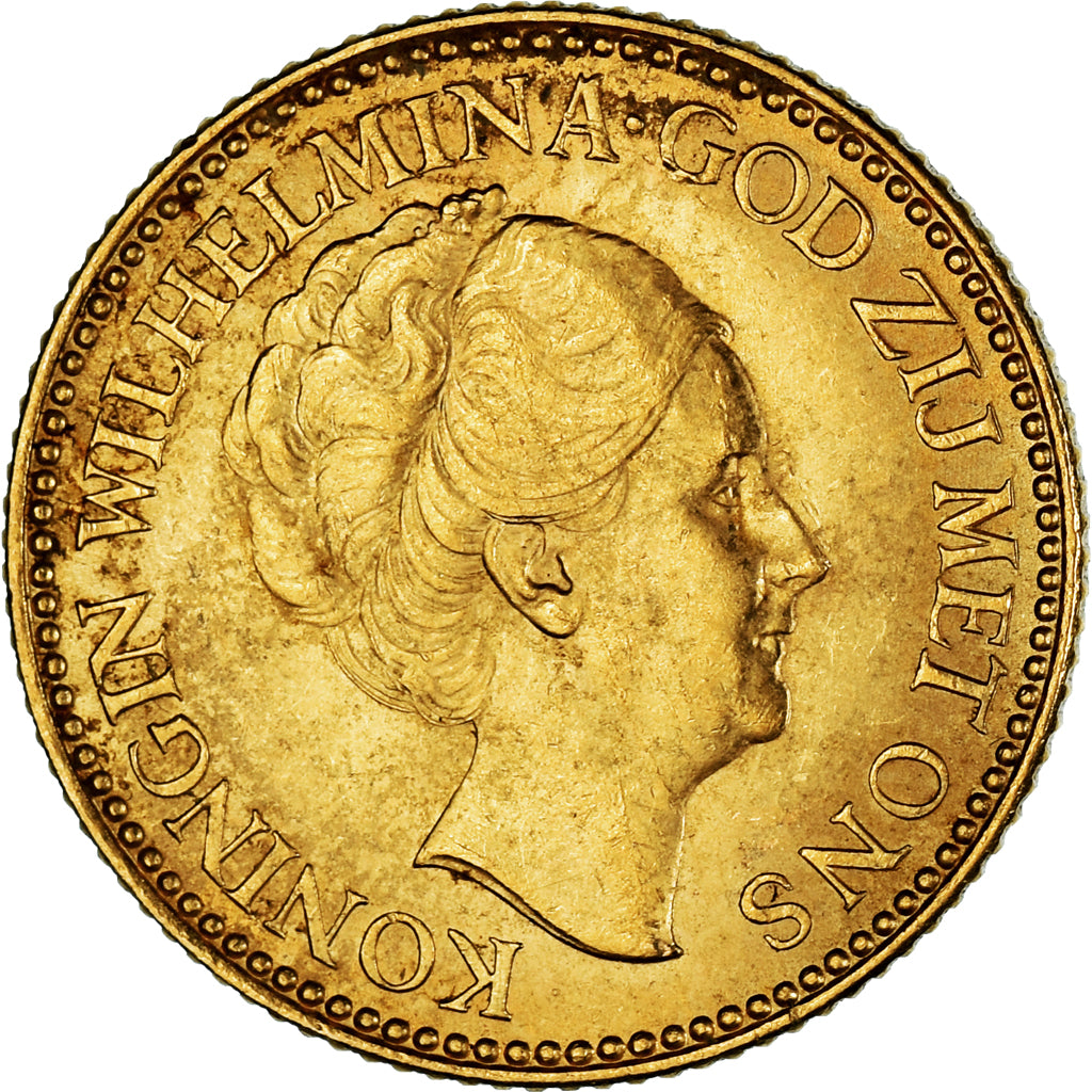 Moneta, Paesi Bassi, Wilhelmina I, 10 Gulden, 1925, BB, Oro, KM:162