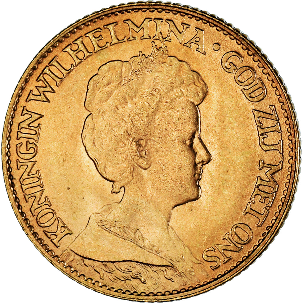Moneta, Paesi Bassi, Wilhelmina I, 10 Gulden, 1917, BB+, Oro, KM:149