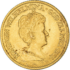 Coin, Netherlands, Wilhelmina I, 10 Gulden, 1917, AU(50-53), Gold, KM:149