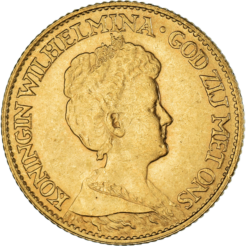 Coin, Netherlands, Wilhelmina I, 10 Gulden, 1917, EF(40-45), Gold, KM:149