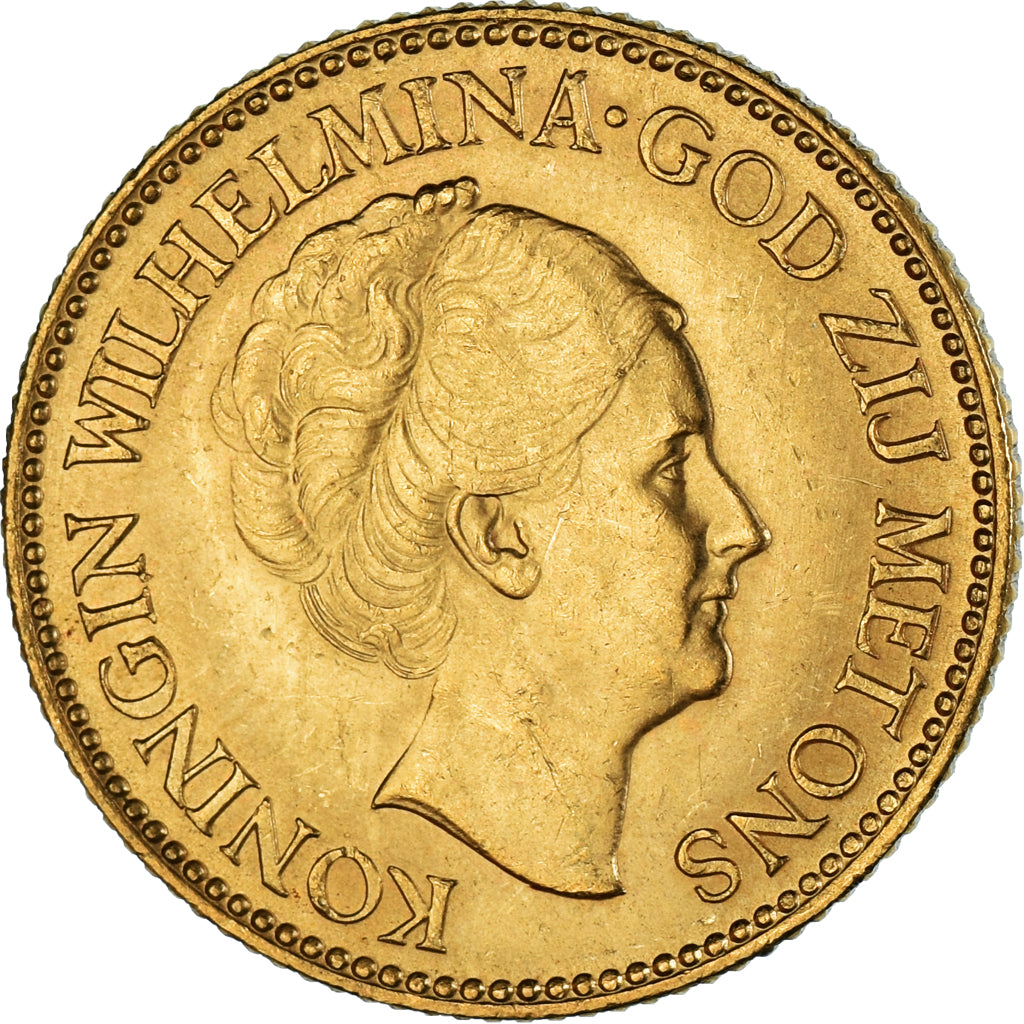 Moneta, Paesi Bassi, Wilhelmina I, 10 Gulden, 1925, BB, Oro, KM:162