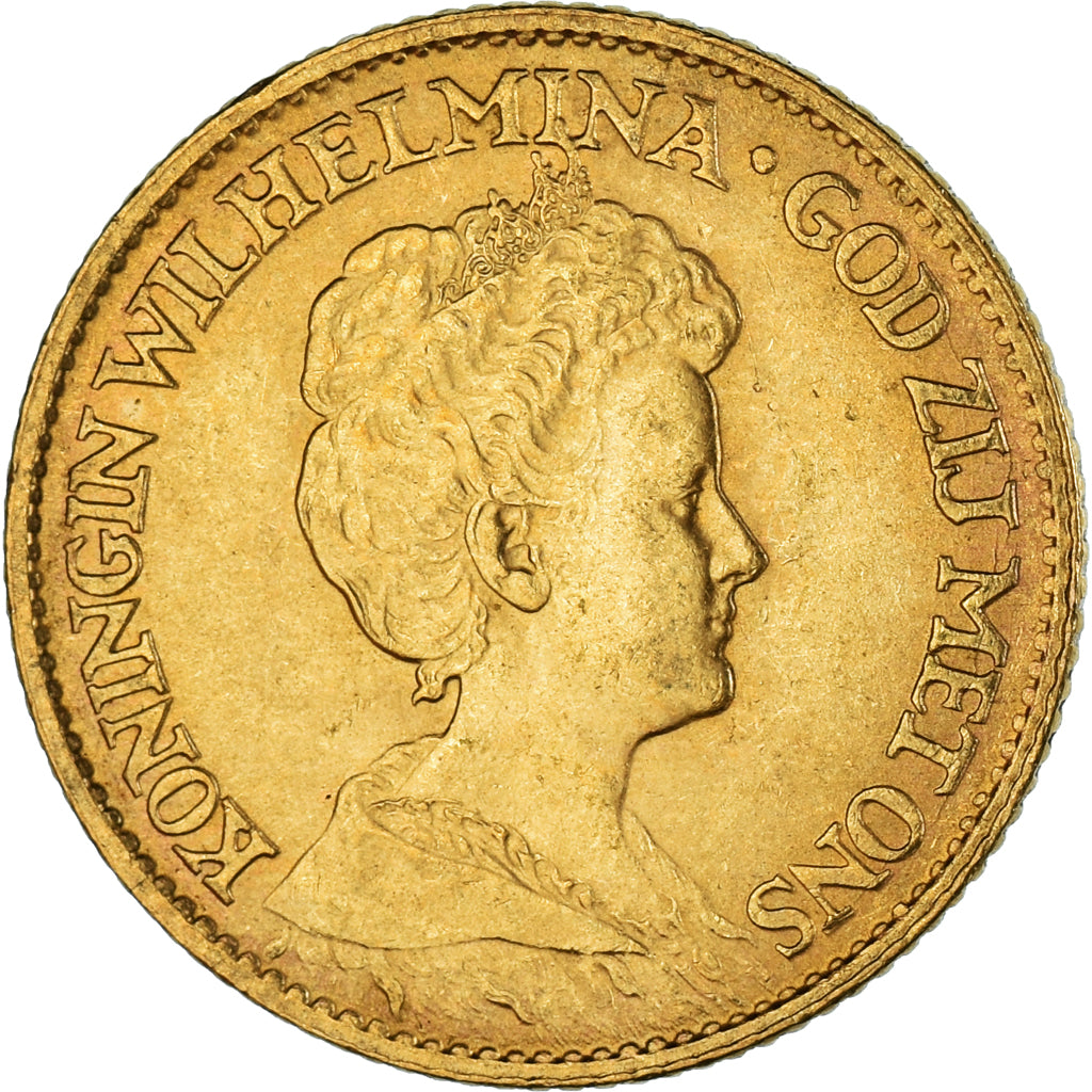 Coin, Netherlands, Wilhelmina I, 10 Gulden, 1912, EF(40-45), Gold, KM:149