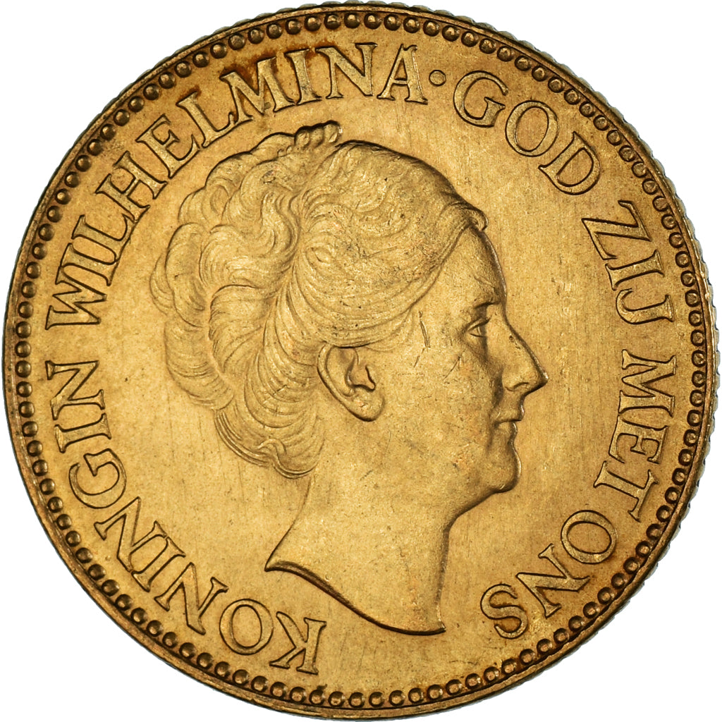 Moneta, Paesi Bassi, Wilhelmina I, 10 Gulden, 1932, Utrecht, BB, Oro, KM:162