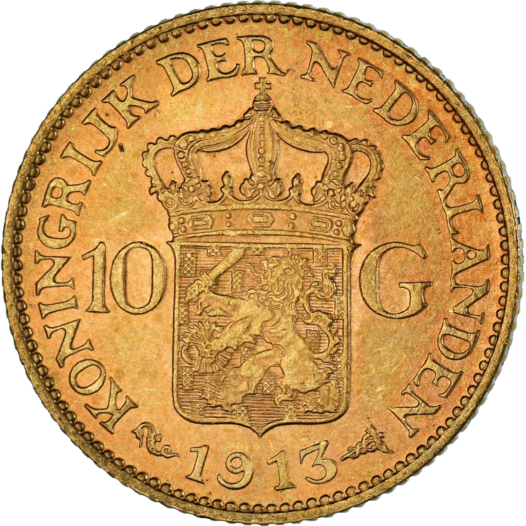 Monnaie, Pays-Bas, Wilhelmina I, 10 Gulden, 1913, TTB+, Or, KM:149