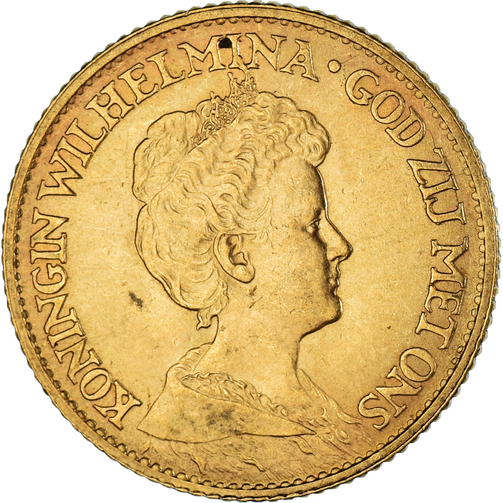 Coin, Netherlands, Wilhelmina I, 10 Gulden, 1912, EF(40-45), Gold, KM:149