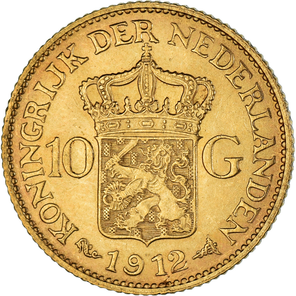 Coin, Netherlands, Wilhelmina I, 10 Gulden, 1912, EF(40-45), Gold, KM:149