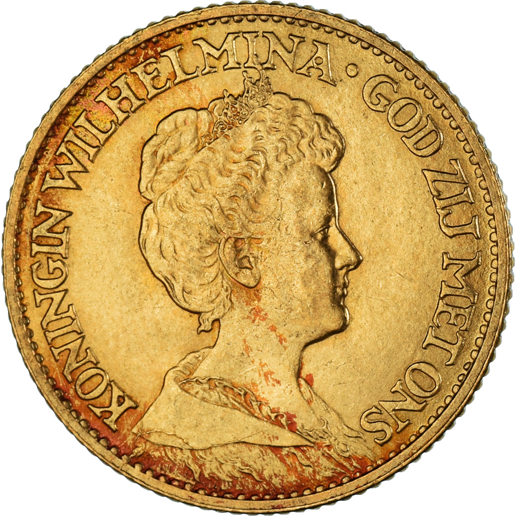 Moeda, Países Baixos, Wilhelmina I, 10 Gulden, 1913, EF(40-45), Dourado, KM:149