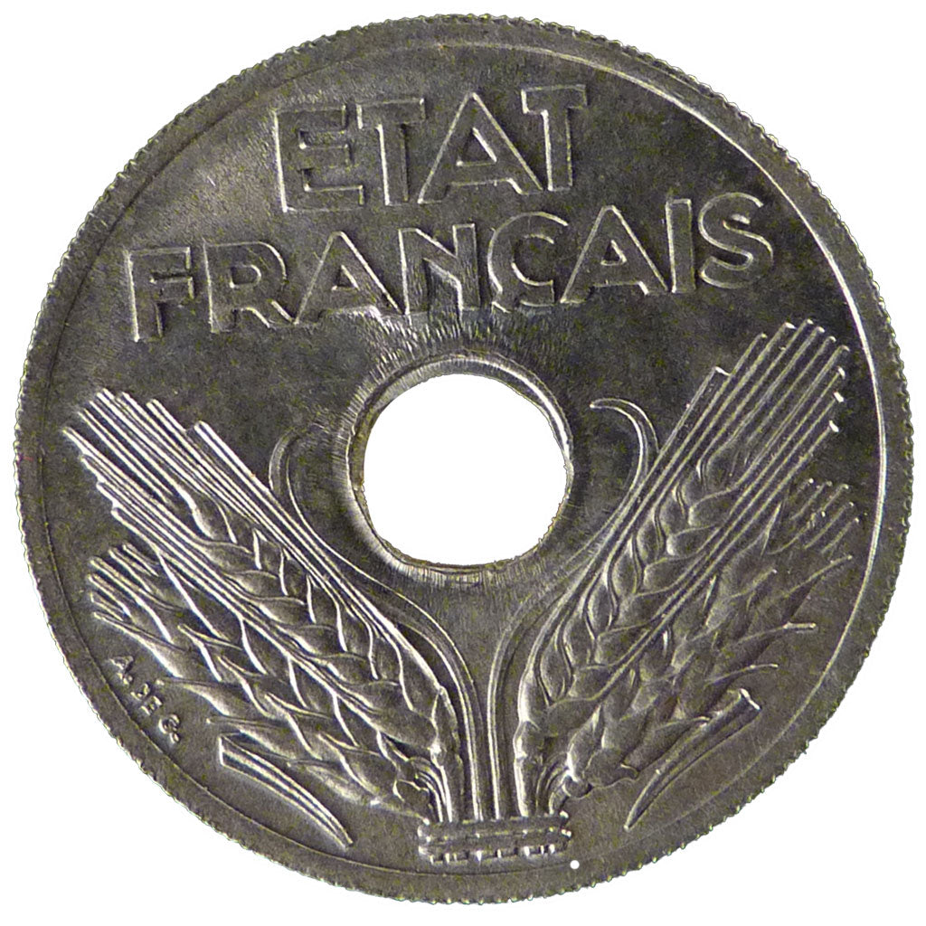 FRANCE, 20 Centimes, 1941, MS(65-70), Zinc, Gadoury #320, 3.60
