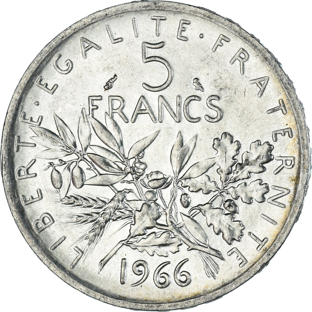 Moneda, Francia, Semeuse, 5 Francs, 1966, EBC, Plata, KM:926, Gadoury:770