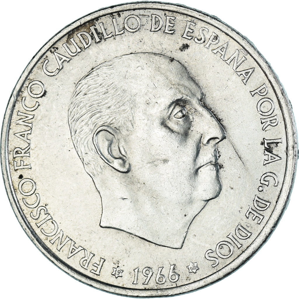 Coin, Spain, Caudillo and regent, 100 Pesetas, 1966 (67), AU(50-53), Silver